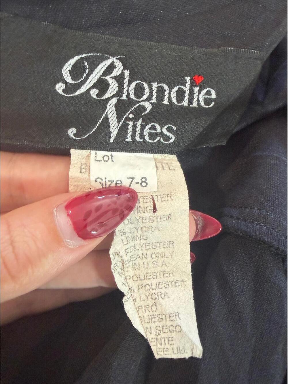 Vintage Blondie Nites Black Rosette Mesh Overlay High Low Evening Gown - Picture 7 of 7